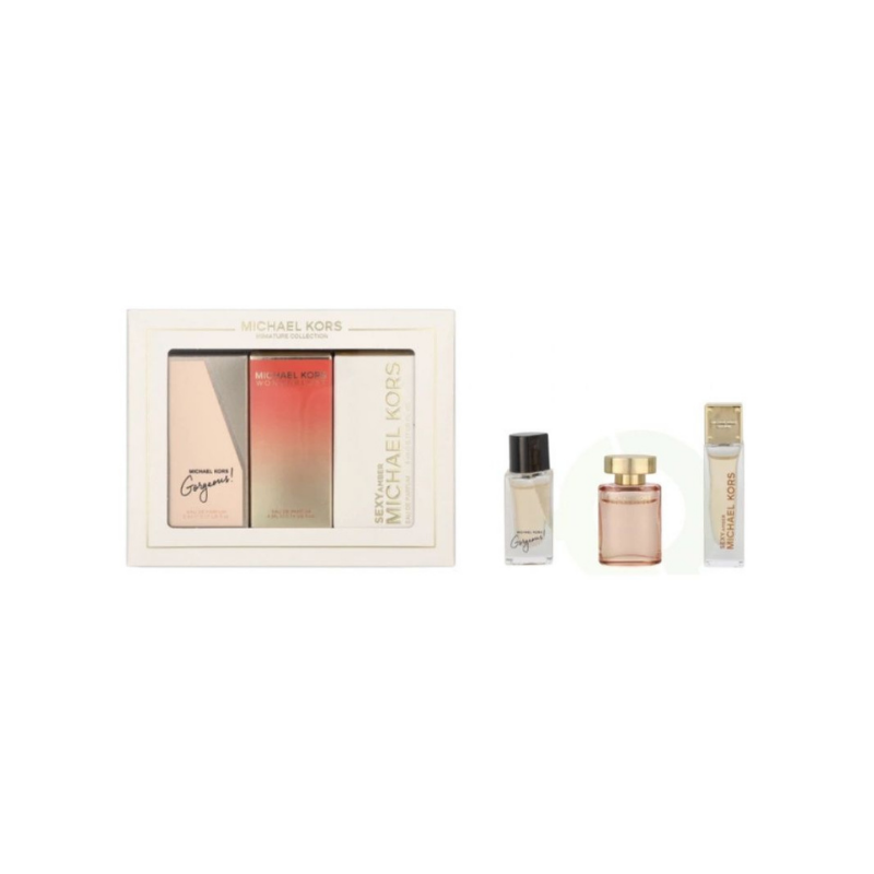 Michael Kors 3pc Miniature Gift Set
5ml Gorgeous Eau de Parfum Spray, 4ml Wonderlust Eau de Parfum Spray, 5ml Sexy Amber Eau de Parfum Spray